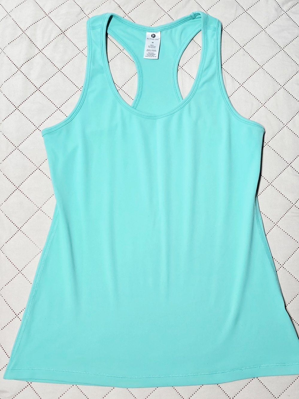 COMING SOON MD Active Life Aqua Blue Racerback Athletic Tank Top Stretch Workout